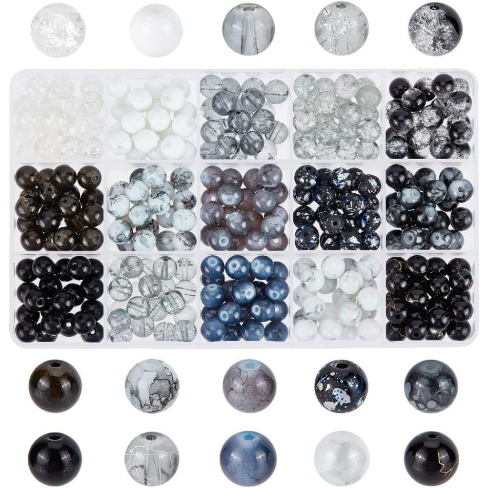 Men Accessories Jewellery - 300 Buah 8Mm Manik-manik Kaca Hitam