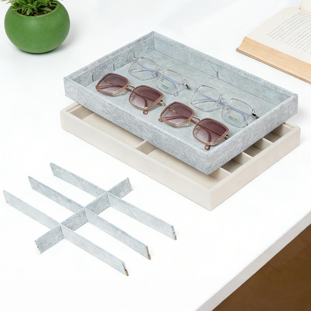 Men'S Accessories Organizer Tray - Kotak Penyimpanan Kacamata Beludru 8 Grid,
