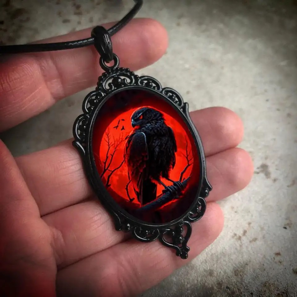 Gothic Vampire Owl Cameo kalun - Men'S Vampire Accessories ulasan dan harga