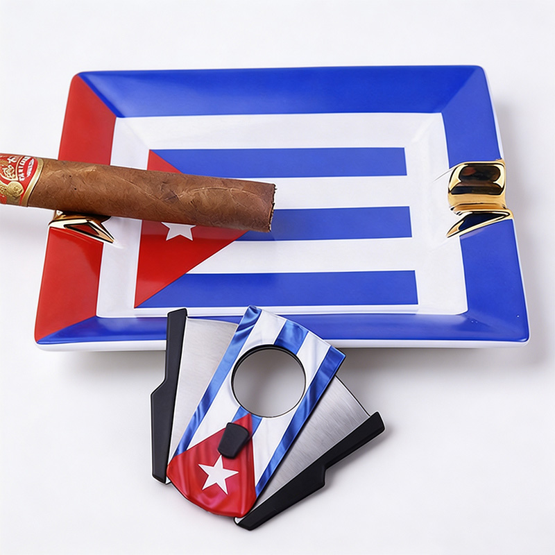 Set Cerutu dengan Bendera Kuba - Cigar Cutter Set ulasan dan harga